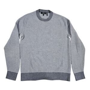 THEORY RILAND TEXTURED 100% MERINO WOOL KNIT SWEATER – MEN’S MEDIUM – GRAY